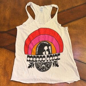 Alternative White Tank Top with Red and Pink Margo Price Graphic